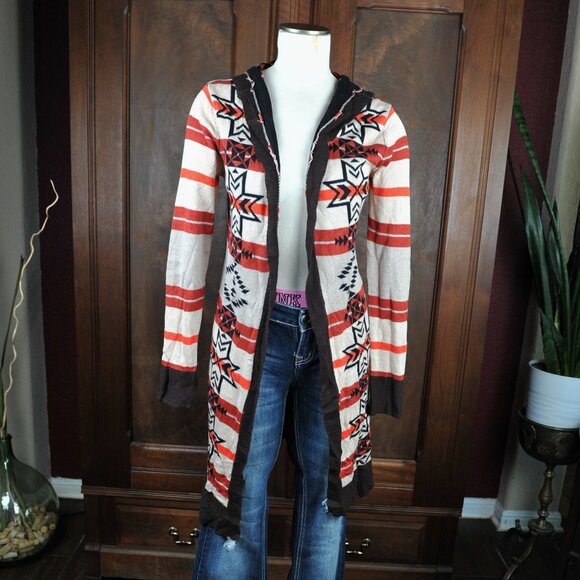 Belldini Tops - Belldini Women's Autumn Leaves Knitted Southwestern Cardigan /wHoodie  Size XL